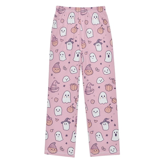 FORMRS Boys Pajama Pants with Pockets Size 6-8Y Kids Lounge Sleep Bottoms, Pink Halloween