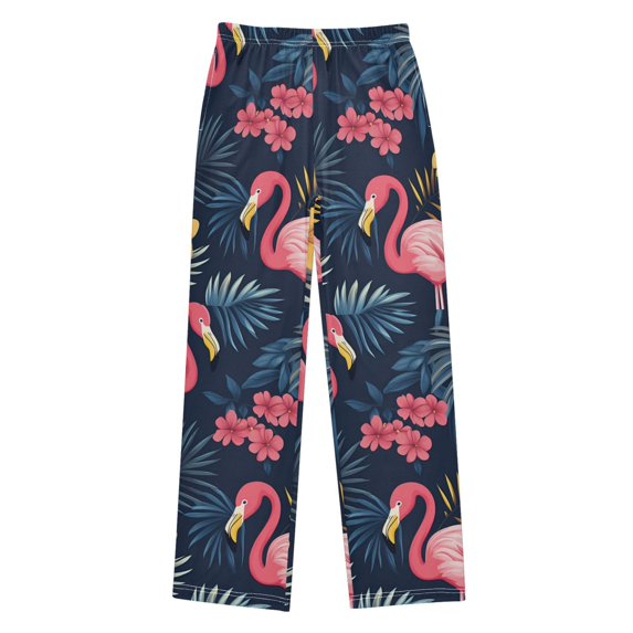 FORMRS Boys Pajama Pants with Pockets Size 6-8Y Kids Lounge Sleep Bottoms, Red Floral Flamingo