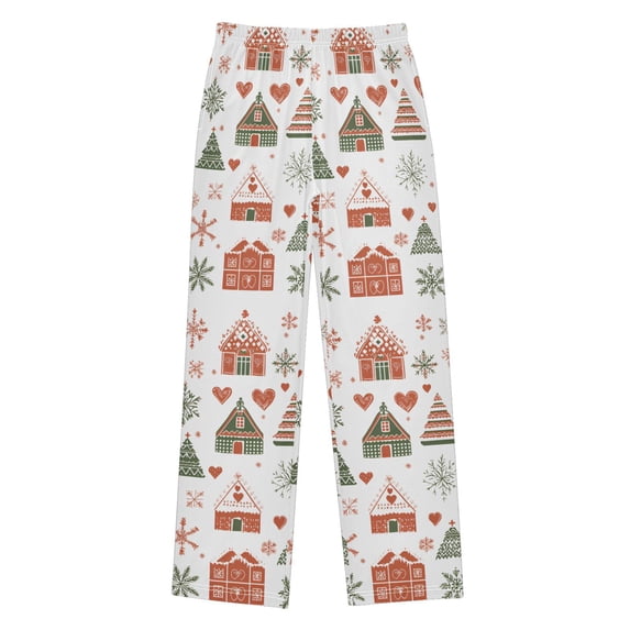 FORMRS Boys Pajama Pants with Pockets Size 6-8Y Kids Lounge Sleep Bottoms, Red Nordic Christmas
