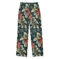 thumbnail image 1 of FORMRS Boys Pajama Pants with Pockets Size 6-8Y Kids Lounge Sleep Bottoms, Retro Christmas Poinsettia, 1 of 8