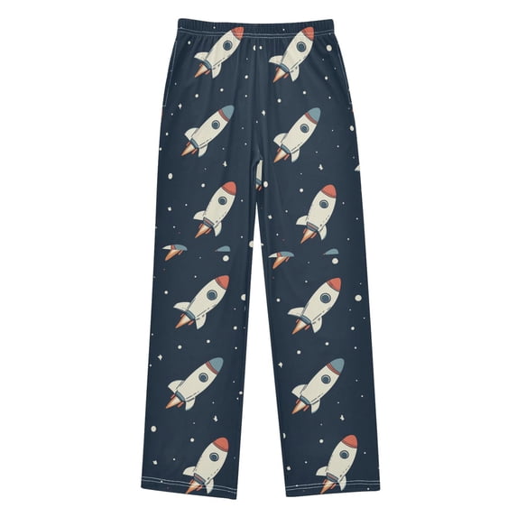 FORMRS Boys Pajama Pants with Pockets Size 6-8Y Kids Lounge Sleep Bottoms, Rocket Pattern
