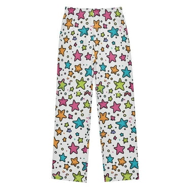 FORMRS Pajama Pants for Kids with Pockets Size 6-8Y Boys Sleep Bottoms, White Stars