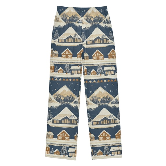 FORMRS Boys Pajama Pants with Pockets Size 6-8Y Kids Lounge Sleep Bottoms, Winter Village