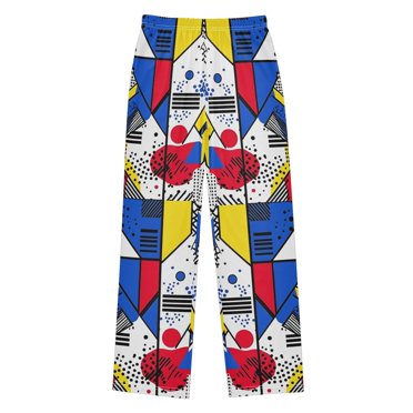 FORMRS Pajama Pants for Kids with Pockets Size 6-8Y Boys Sleep Bottoms, Yelllow Simple Shapes