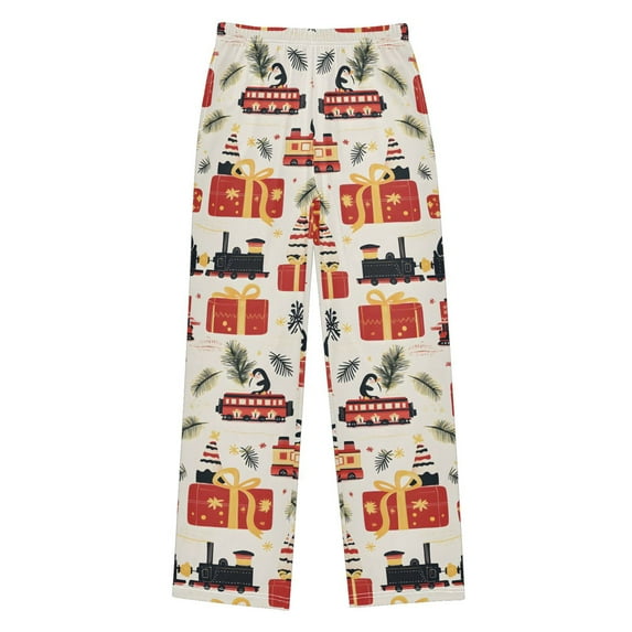FORMRS Niños Pajama Pants with Pockets Size 9-10Y Soft Lounge Sleep Bottoms, Christmas Gift Train