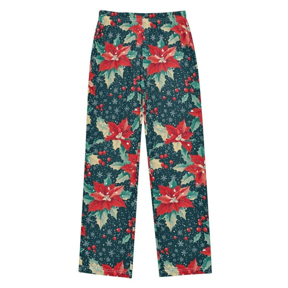 FORMRS Boys Pajama Pants with Pockets Size 9-10Y Kids Lounge Sleep Bottoms, Christmas Themed Leaves