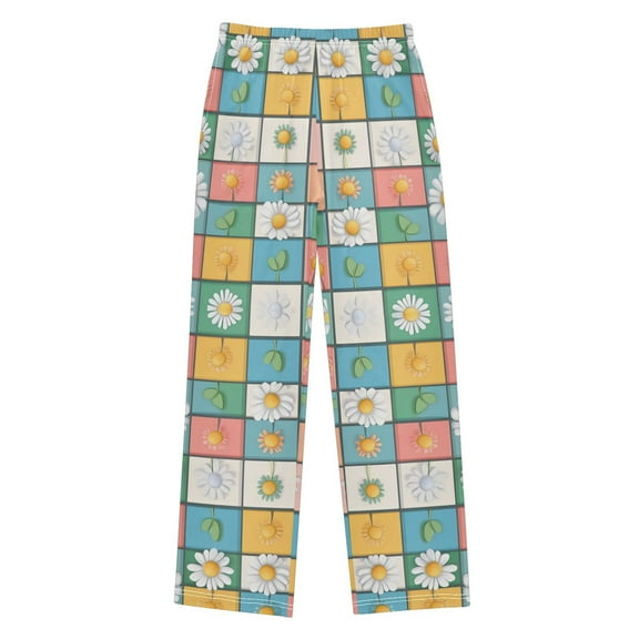 FORMRS Boys Pajama Pants with Pockets Size 9-10Y Kids Lounge Sleep Bottoms, Daisy Mosaic