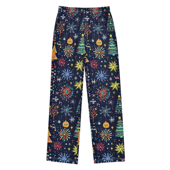 FORMRS Boys Pajama Pants with Pockets Size 9-10Y Kids Lounge Sleep Bottoms, Dark Blue Christmas
