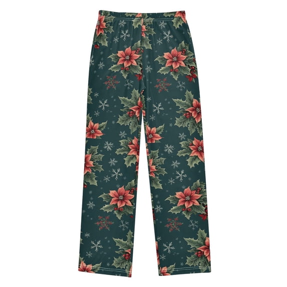 FORMRS Boys Pajama Pants with Pockets Size 9-10Y Kids Lounge Sleep Bottoms, Floral Christmas