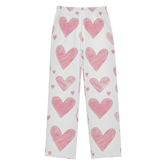 FORMRS Boys Pajama Pants with Pockets Size 9-10Y Kids Lounge Sleep Bottoms, Hand Drawn Hearts