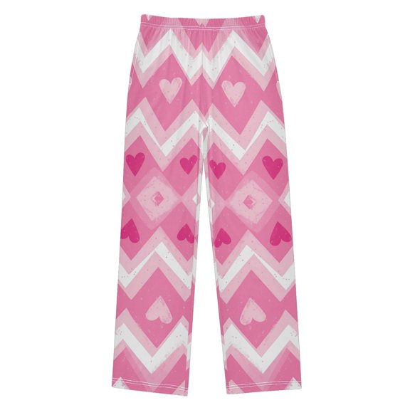 FORMRS Boys Pajama Pants with Pockets Size 9-10Y Kids Lounge Sleep Bottoms, Heart Geometric