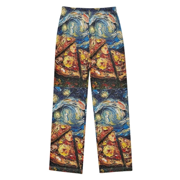 FORMRS Boys Pajama Pants with Pockets Size 9-10Y Kids Lounge Sleep Bottoms, Starry Pizza