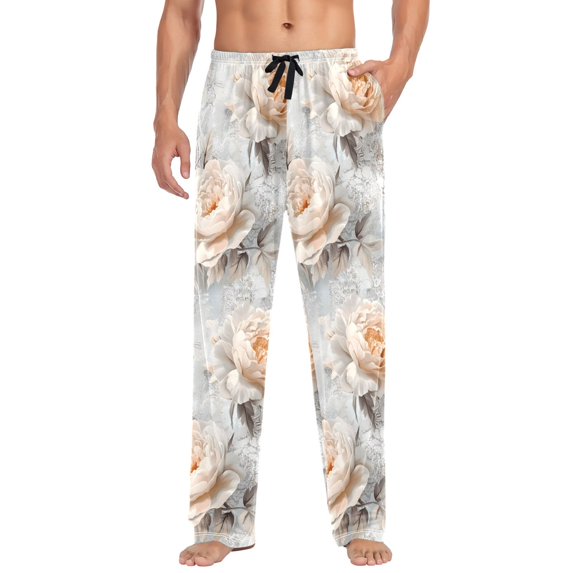FORMRS Mens Pajama Pants with Pockets Soft Cotton Sleepwear Lounge Bottoms, Sizes S-2XL, Beautiful Floral