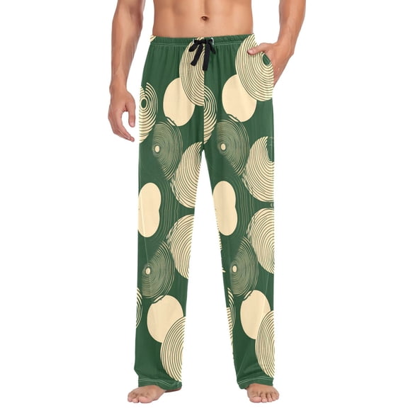 FORMRS Mens Pajama Pants with Pockets Sleepwear Lounge Bottoms Sizes S-2XL, Beige Abstract