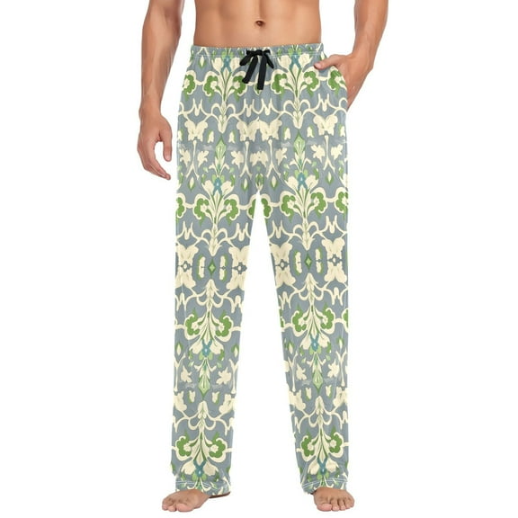 FORMRS Mens Pajama Pants with Pockets Sleepwear Lounge Bottoms Sizes S-2XL, Beige Floral
