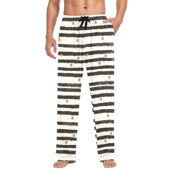 FORMRS Mens Pajama Pants with Pockets Sleepwear Lounge Bottoms Sizes S-2XL, Black Stripes