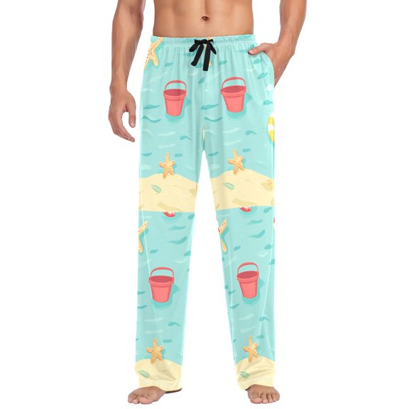 FORMRS Mens Pajama Pants with Pockets Sleepwear Lounge Bottoms Sizes S-2XL, Blue Beach Pattern