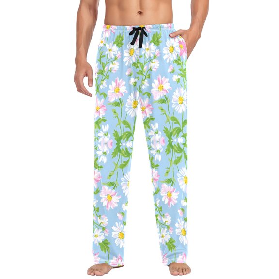 FORMRS Mens Pajama Pants with Pockets Sleepwear Lounge Bottoms Sizes S-2XL, Blue Floral