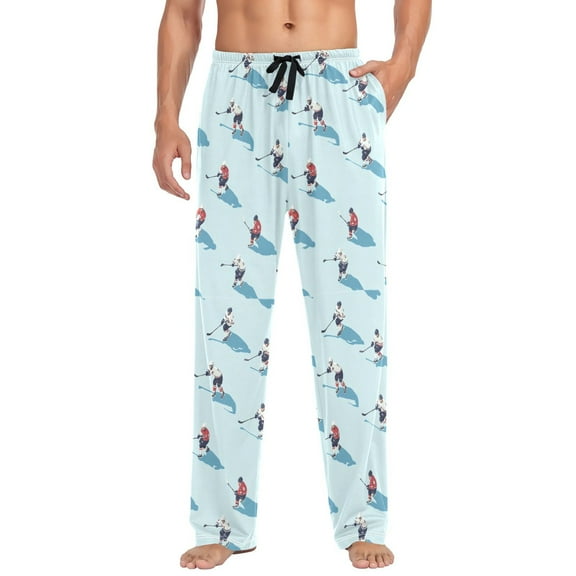 FORMRS Mens Pajama Pants with Pockets Sleepwear Lounge Bottoms Sizes S-2XL, Blue Ice Hockey