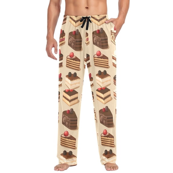 FORMRS Mens Pajama Pants with Pockets Soft Cotton Sleepwear Lounge Bottoms, Sizes S-2XL, Brown Cakes