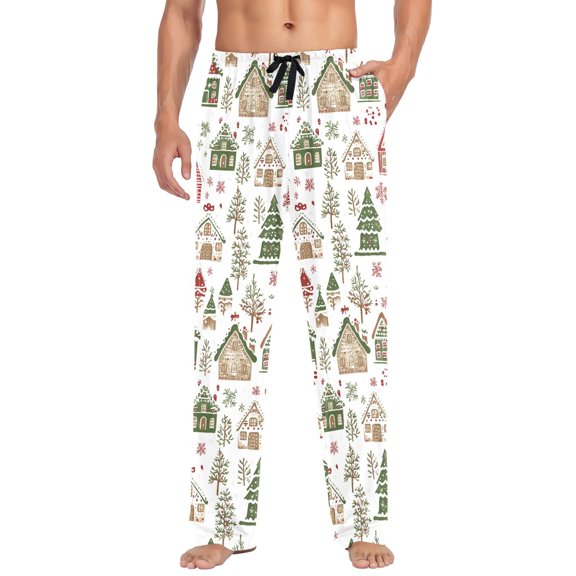 FORMRS Mens Pajama Pants with Pockets Sleepwear Lounge Bottoms Sizes S-2XL, Brown Christmas House