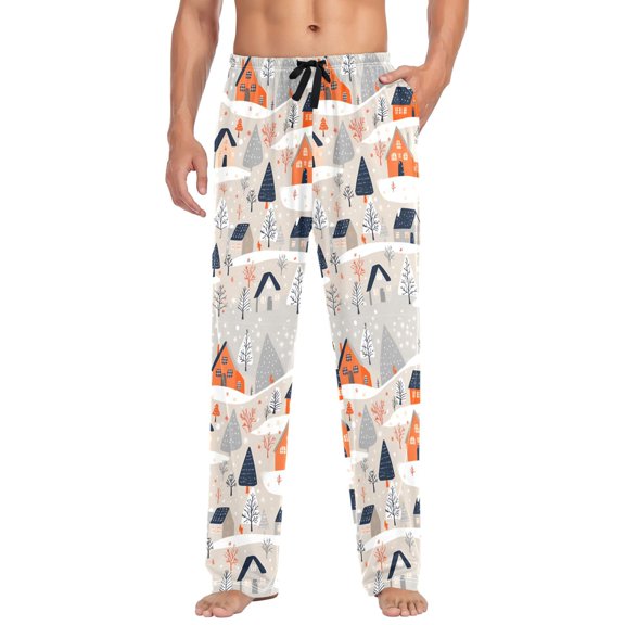 FORMRS Mens Pajama Pants with Pockets Sleepwear Lounge Bottoms Sizes S-2XL, Cartoon Gray Houses