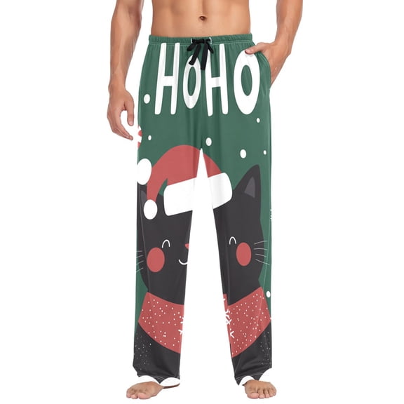 FORMRS Mens Pajama Pants with Pockets Sleepwear Lounge Bottoms Sizes S-2XL, Christmas Cat