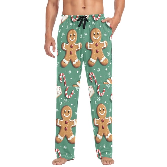 FORMRS Mens Pajama Pants with Pockets Sleepwear Lounge Bottoms Sizes S-2XL, Christmas Gingerbread