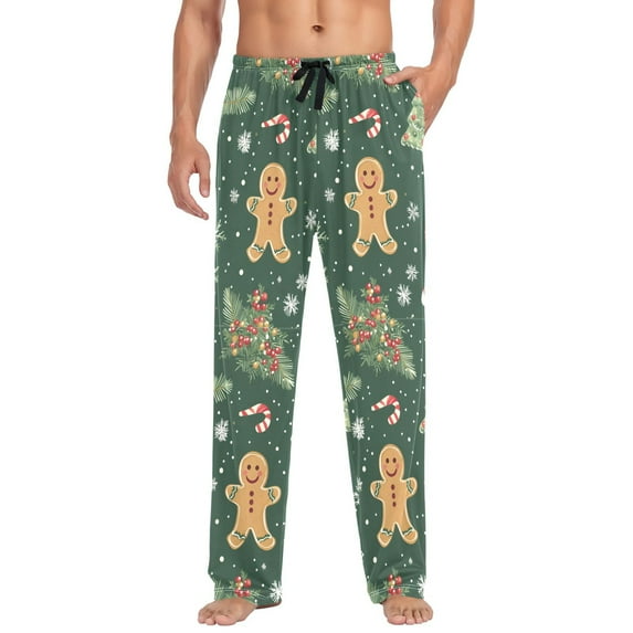 FORMRS Mens Pajama Pants with Pockets Sleepwear Lounge Bottoms Sizes S-2XL, Christmas Gingerbread