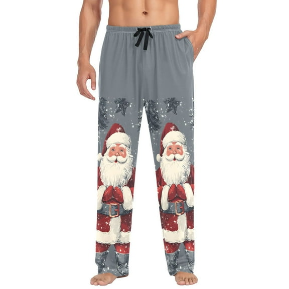 FORMRS Mens Pajama Pants with Pockets Sleepwear Lounge Bottoms Sizes S-2XL, Christmas Santa