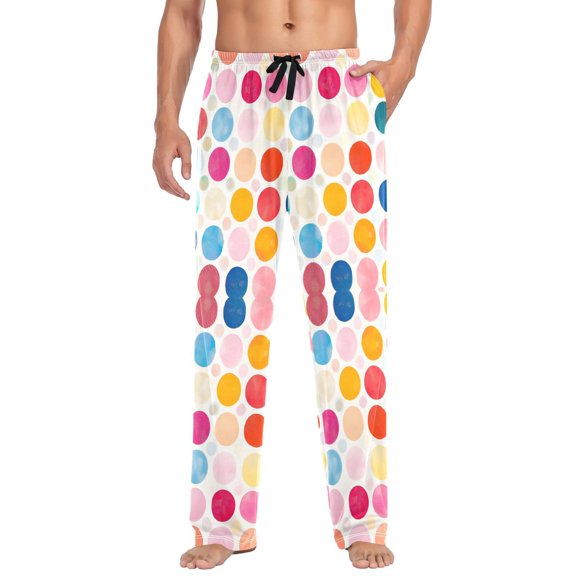 FORMRS Mens Pajama Pants with Pockets Sleepwear Lounge Bottoms Sizes S-2XL, Colorful Circles