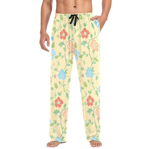 FORMRS Mens Pajama Pants with Pockets Sleepwear Lounge Bottoms Sizes S-2XL, Colorful Flower