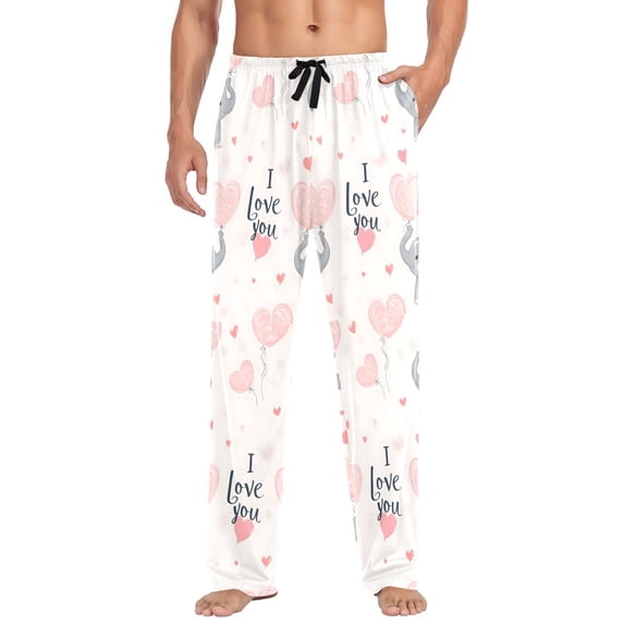 FORMRS Mens Pajama Pants with Pockets Sleepwear Lounge Bottoms Sizes S-2XL, Cute Elephant