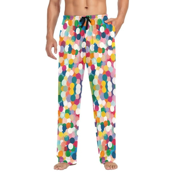 FORMRS Mens Pajama Pants with Pockets Sleepwear Lounge Bottoms Sizes S-2XL, Dark Colorful Circles