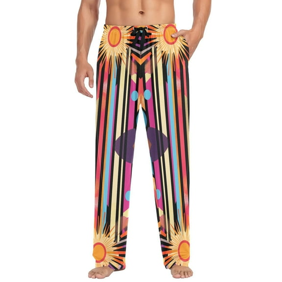 FORMRS Mens Pajama Pants with Pockets Sleepwear Lounge Bottoms Sizes S-2XL, Futuristic Sun