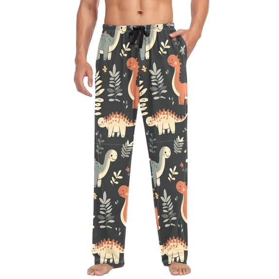 FORMRS Mens Pajama Pants with Pockets Sleepwear Lounge Bottoms Sizes S-2XL, Gray Dinosaur