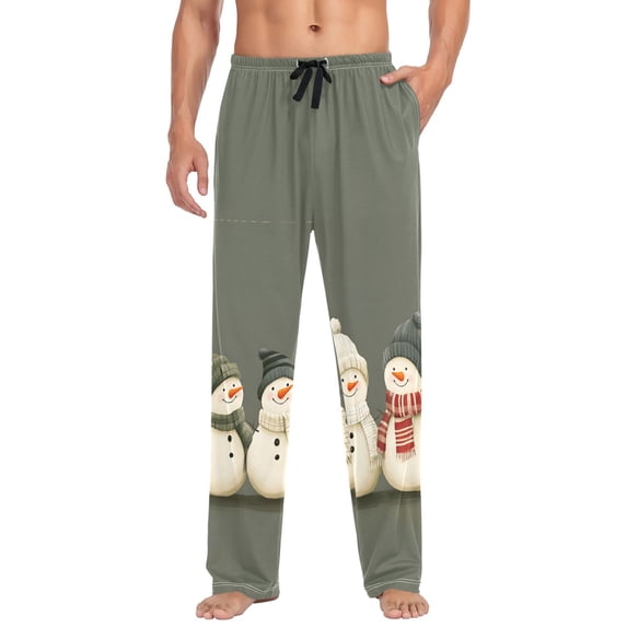 FORMRS Mens Pajama Pants with Pockets Soft Cotton Sleepwear Lounge Bottoms, Sizes S-2XL, Gray Snowmen