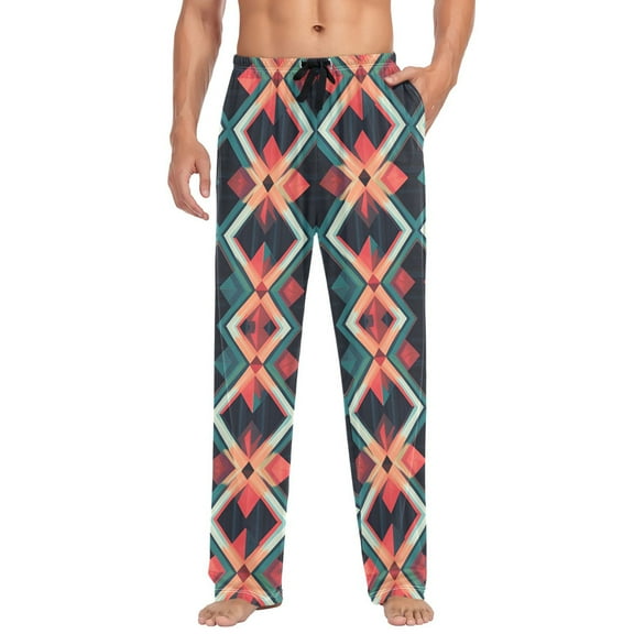 FORMRS Mens Pajama Pants with Pockets Sleepwear Lounge Bottoms Sizes S-2XL, Green Abstract