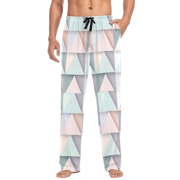FORMRS Mens Pajama Pants with Pockets Sleepwear Lounge Bottoms Sizes S-2XL, Green Geometric