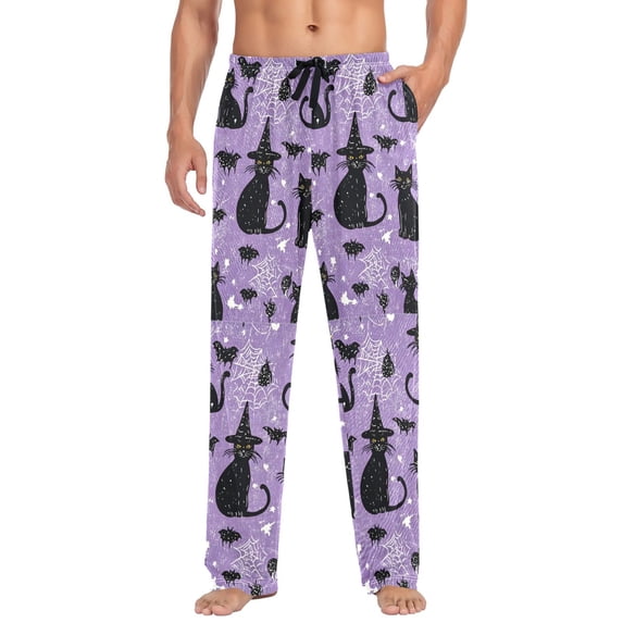 FORMRS Mens Pajama Pants with Pockets Sleepwear Lounge Bottoms Sizes S-2XL, Halloween Cats