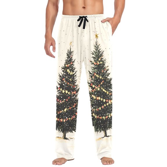 FORMRS Mens Pajama Pants with Pockets Soft Cotton Sleepwear Lounge Bottoms, Sizes S-2XL, Hand Drawn Christmas Stars