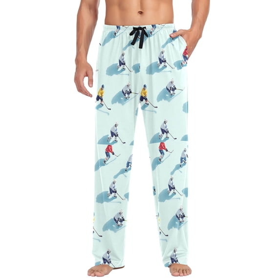 FORMRS Mens Pajama Pants with Pockets Sleepwear Lounge Bottoms Sizes S-2XL, Ice Hockey