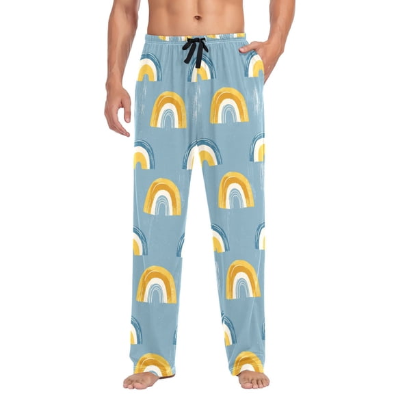 FORMRS Mens Pajama Pants with Pockets Sleepwear Lounge Bottoms Sizes S-2XL, Light Blue Rainbow