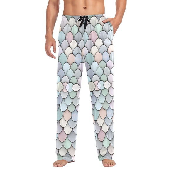 FORMRS Mens Pajama Pants with Pockets Sleepwear Lounge Bottoms Sizes S-2XL, Light Blue Shimmering Pattern