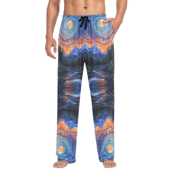 FORMRS Mens Pajama Pants with Pockets Sleepwear Lounge Bottoms Sizes S-2XL, Mountains and Forests