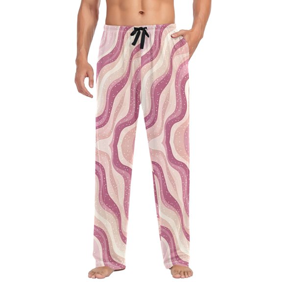 FORMRS Mens Pajama Pants with Pockets Sleepwear Lounge Bottoms Sizes S-2XL, Pink Brown Pattern