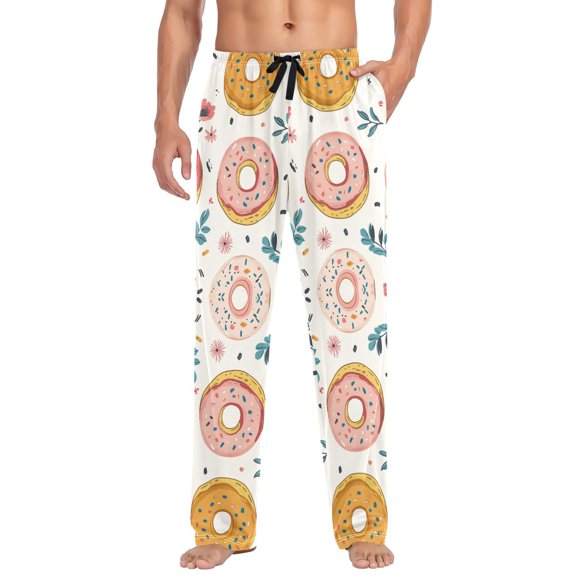 FORMRS Mens Pajama Pants with Pockets Sleepwear Lounge Bottoms Sizes S-2XL, Pink Donut