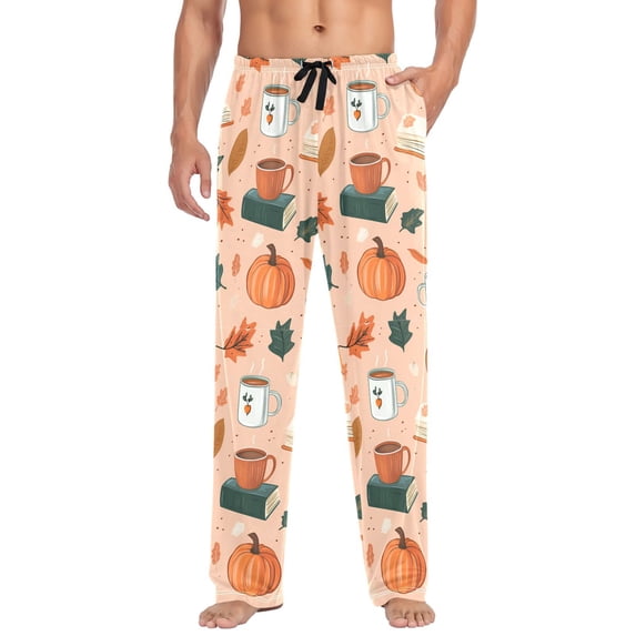 FORMRS Mens Pajama Pants with Pockets Sleepwear Lounge Bottoms Sizes S-2XL, Pink Fall Coffee