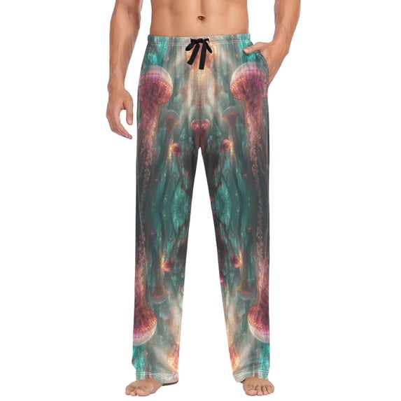 FORMRS Mens Pajama Pants with Pockets Soft Cotton Sleepwear Lounge Bottoms, Sizes S-2XL, Psychedelic Forest
