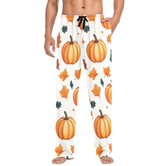 FORMRS Mens Pajama Pants with Pockets Sleepwear Lounge Bottoms Sizes S-2XL, Pumpkins Pattern